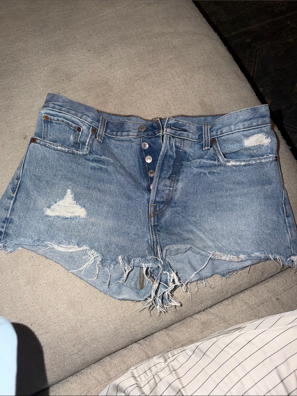 Women's Light Blue Distressed Denim Cutoff Shorts